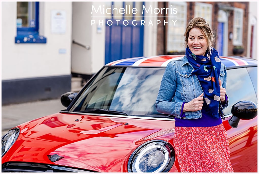 personal branding shoot with iconic union jack MINI 